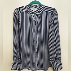 LOFT button up  blouse - white and blue stripe